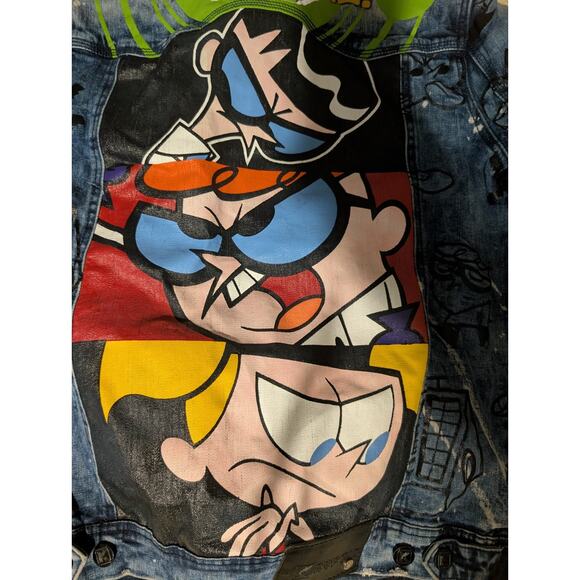 Dexter's Laboratory Cartoon Network Denim Jean Jacket Mens Sz Medium Multicolor - Picture 5 of 9